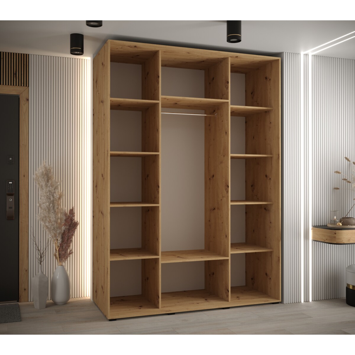 Szafa przesuwna Garderoba DAVOS 3 160 artisan/artisan/czarny