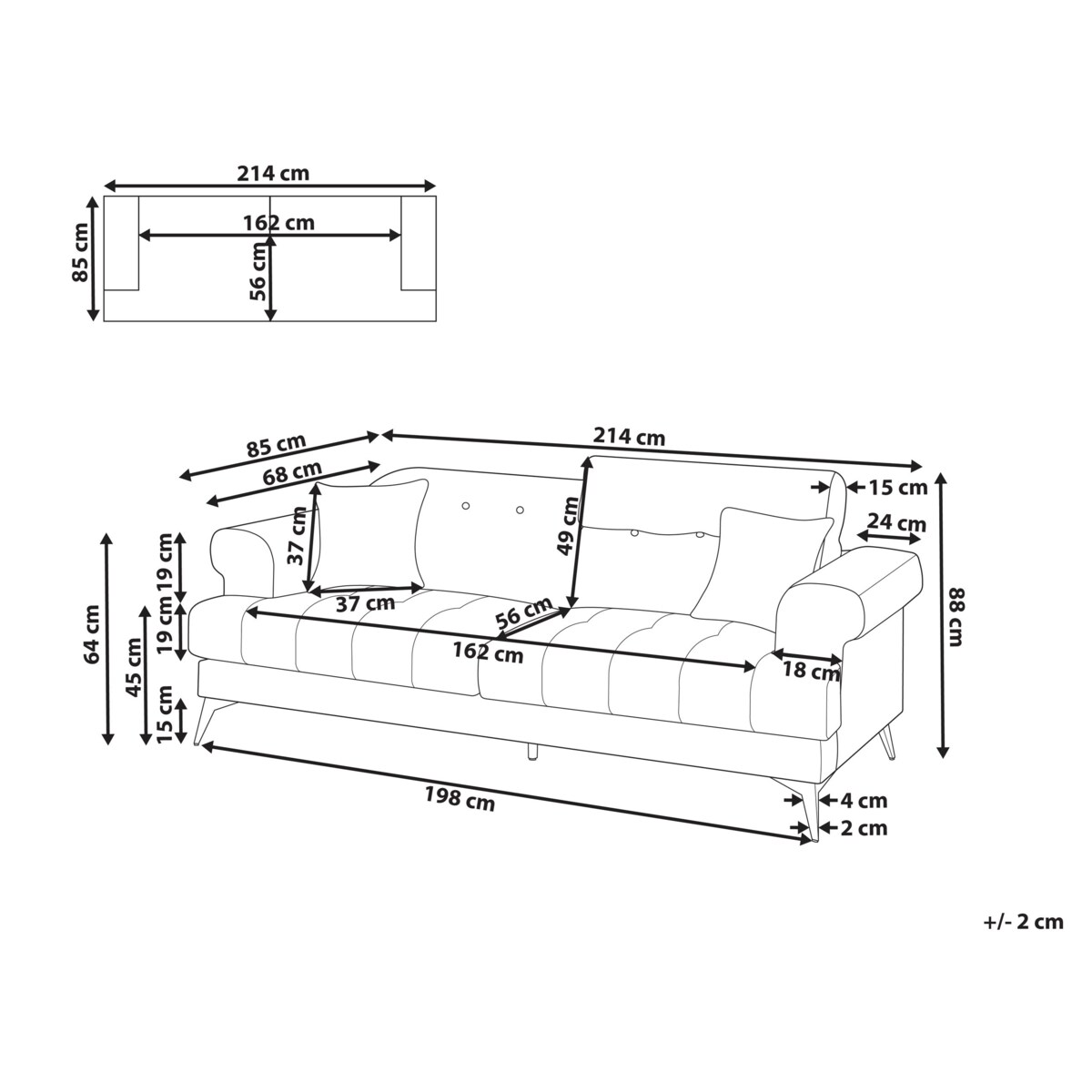 Sofa 3-osobowa jasnobrązowa SKIVE