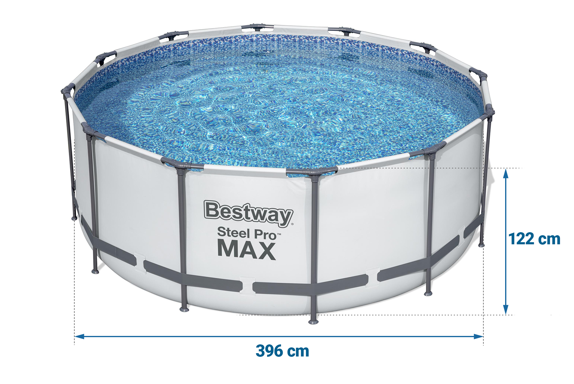 Basen ogrodowy stelażowy 396x122cm Bestway 18w1
