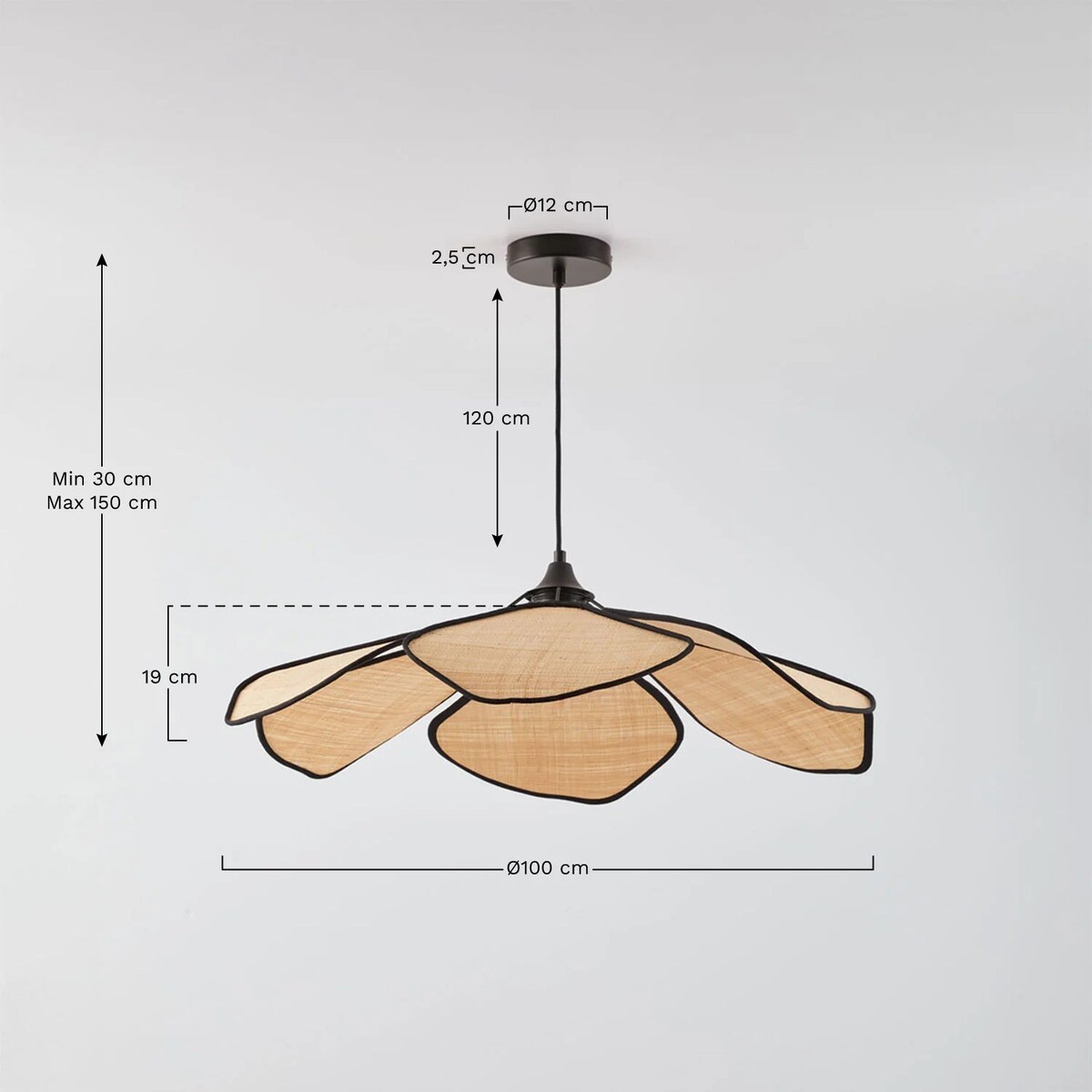 Lampa sufitowa czarno-beżowa Benavid Ø100 cm