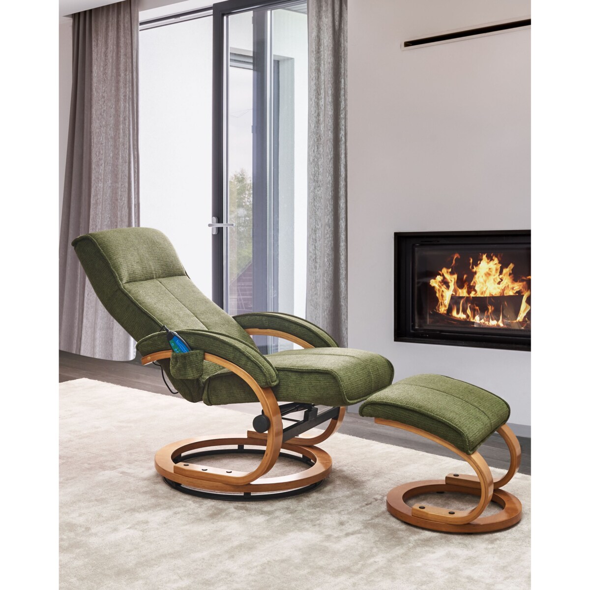 Fotel z masażem HERO Z podnóżkiem Zielony