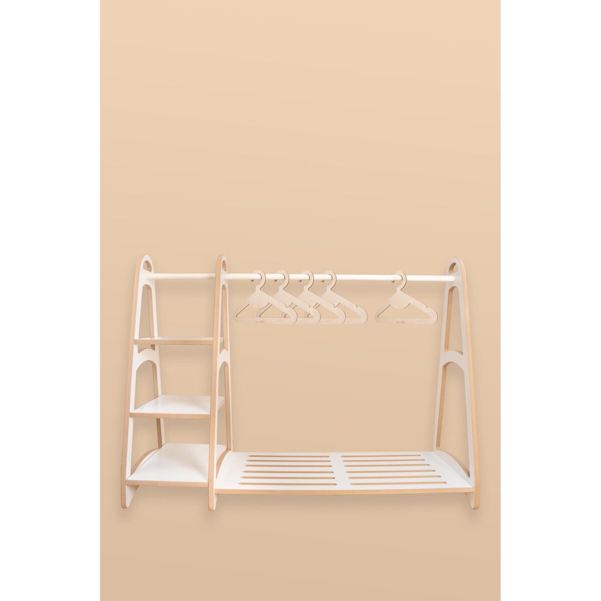 MAXI garderoba szafa wieszak montessori + 5 drewnianych wieszaczków