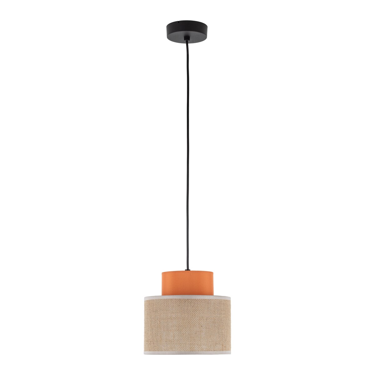 Lampa wisząca TK Lighting DUO JUTA ORANGE 3255, E27, czarna z naturalną jutą