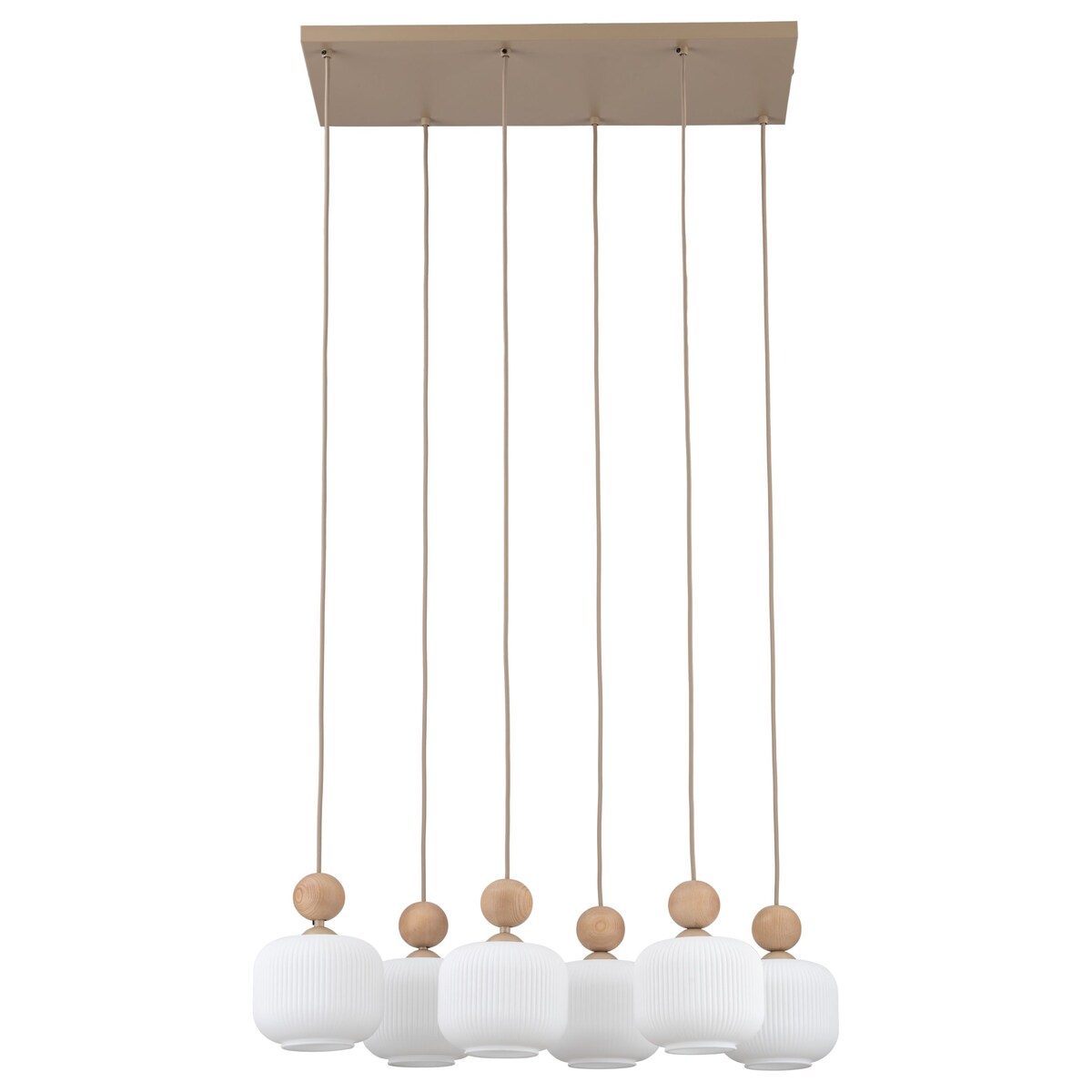 Lampa wisząca BALLO 11052 TK Lighting 6xE14 beżowo-biała szklana do salonu i jadalni regulowana wysokość