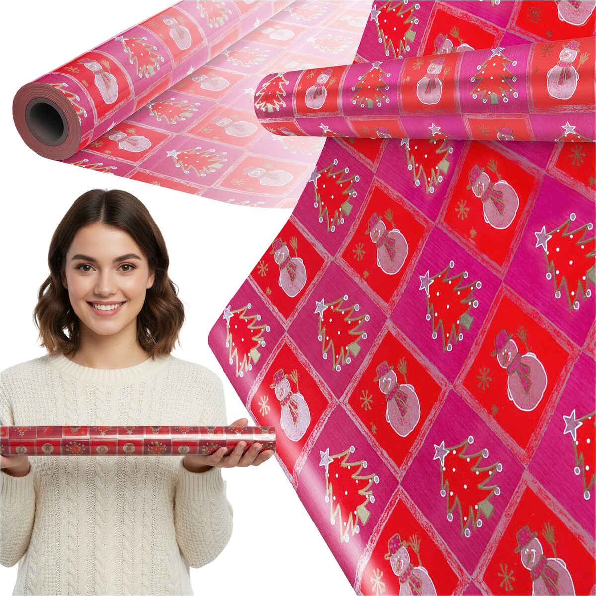 Papier Prezentowy Do Pakowania Prezentów 25 m MEGAROLKA Świąteczny Do Paczek Boże Narodzenie Ozdobny