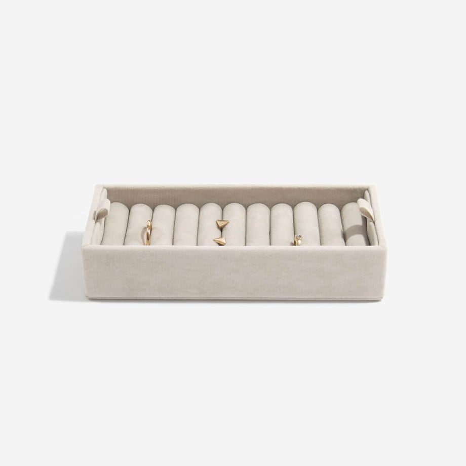 Wkładka duża na pierścionki Stackers jasnoszara velvet