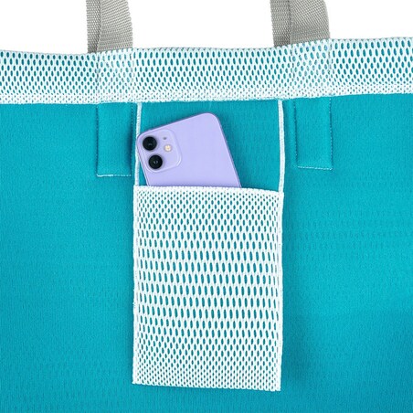 Torba na zakupy niebieska z szarymi uchwytami 45×33 cm