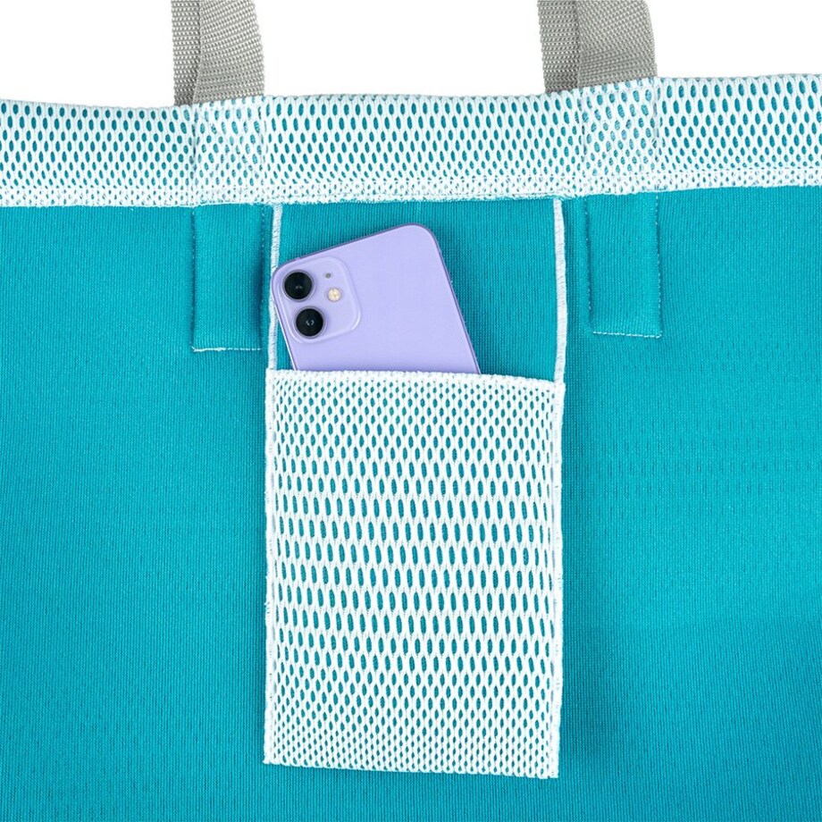 Torba na zakupy niebieska z szarymi uchwytami 45×33 cm