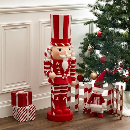 Dziadek do Orzechów biało-czerwony 91 cm