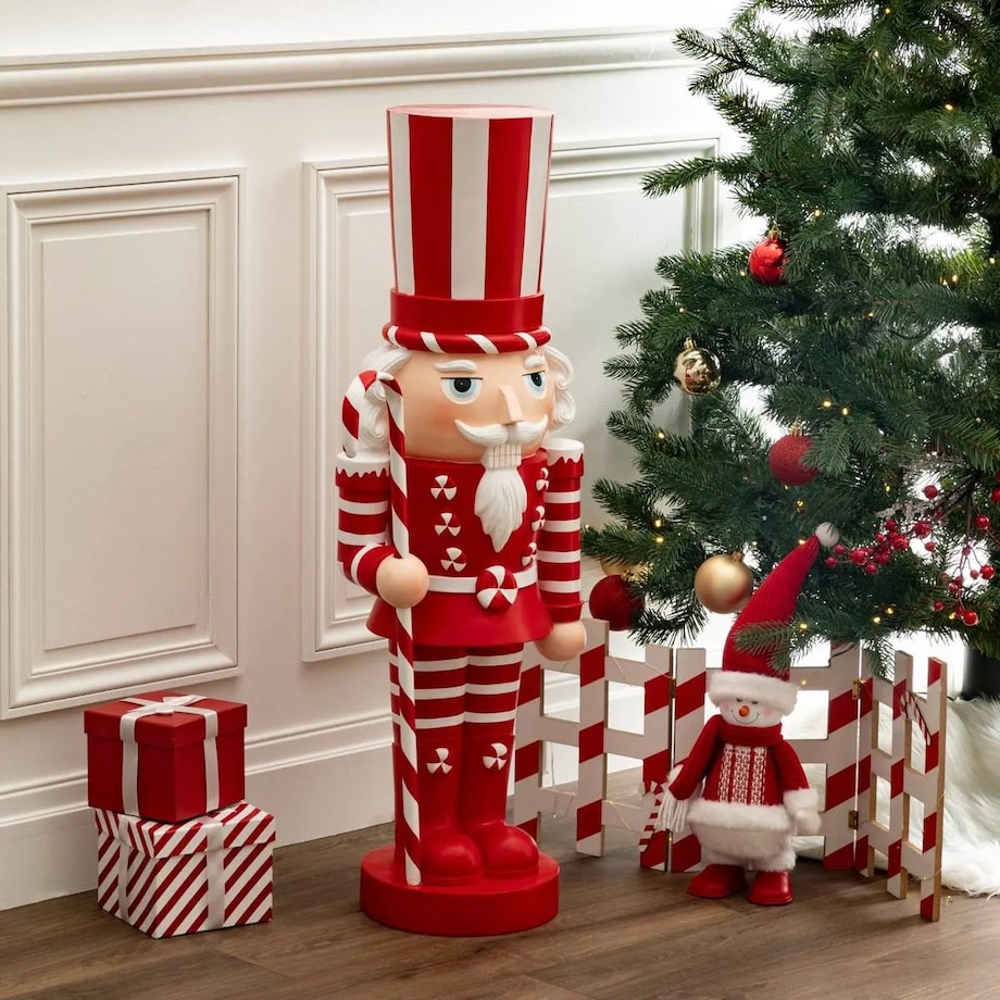 Dziadek do Orzechów biało-czerwony 91 cm