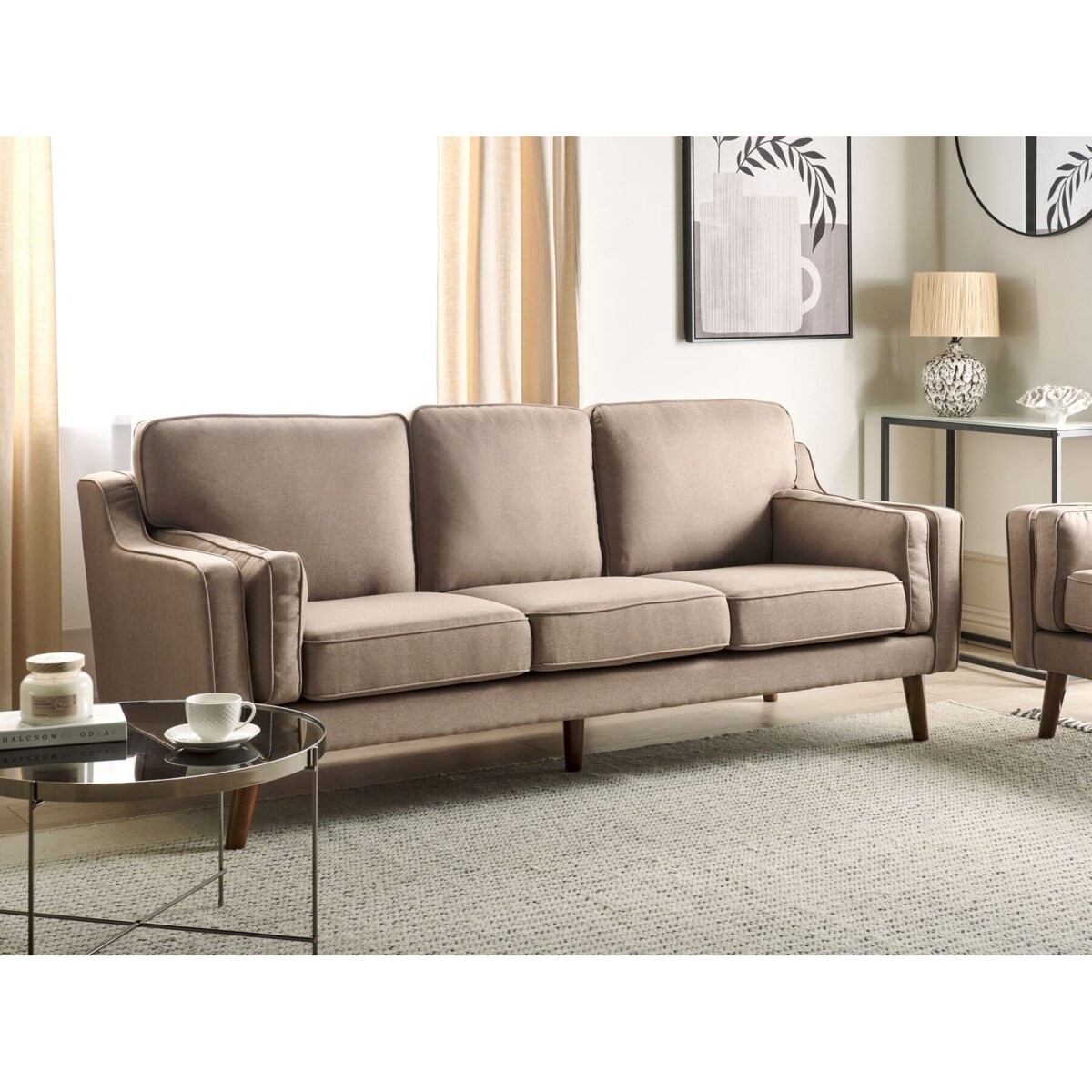 Sofa 3-osobowa tapicerowana brązowa LOKKA