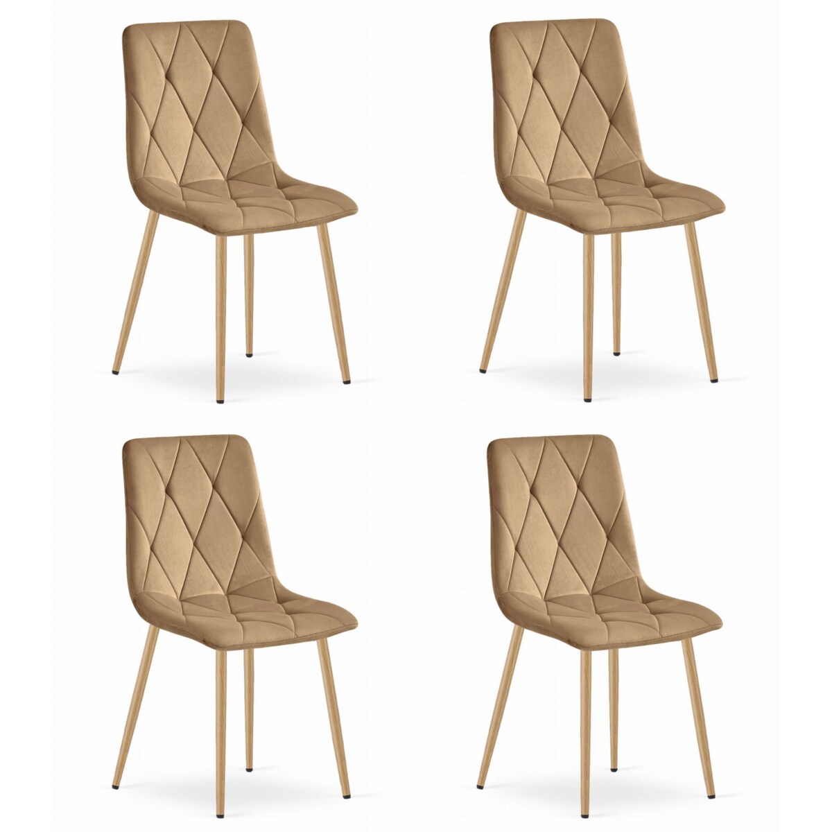 Krzesło Do Jadalni Kuchni Salonu Libra - Brązowy Aksamit / Nogi Kolor Drewna X 4