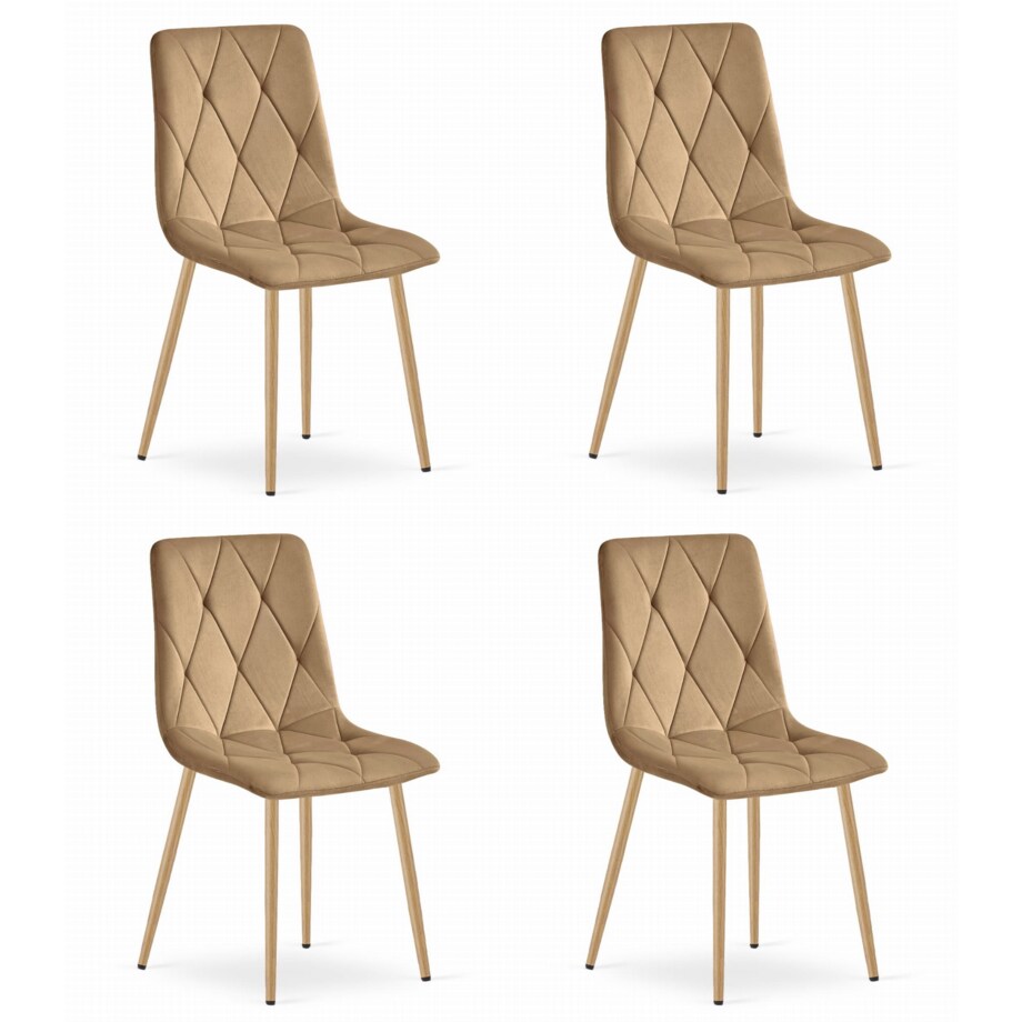 Krzesło Do Jadalni Kuchni Salonu Libra - Brązowy Aksamit / Nogi Kolor Drewna X 4