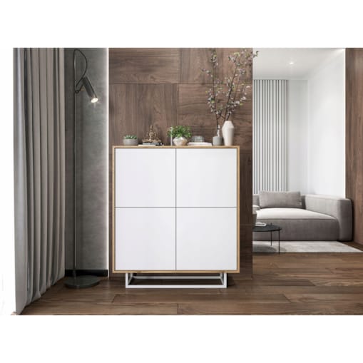 Komoda Loft Szafka RTV Loft Dąb Wotan Biały MAT 113 cm