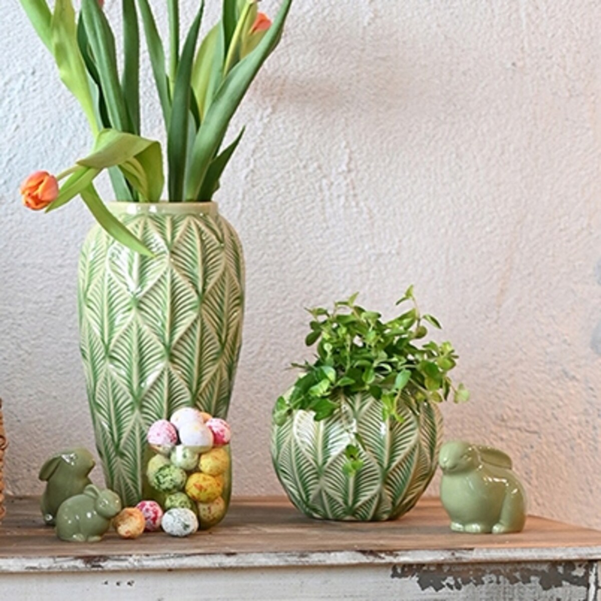 DONICZKA ZIELONA 16cm okrągła ceramika donica na balkon taras do salonu