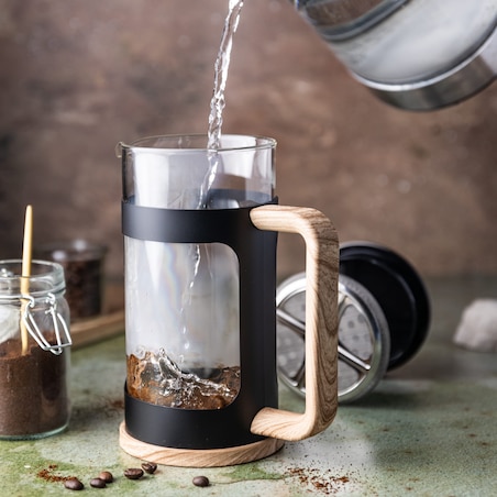 Zaparzacz do kawy herbaty 0.60L French Press drewniany uchwyt KLAUSBERG