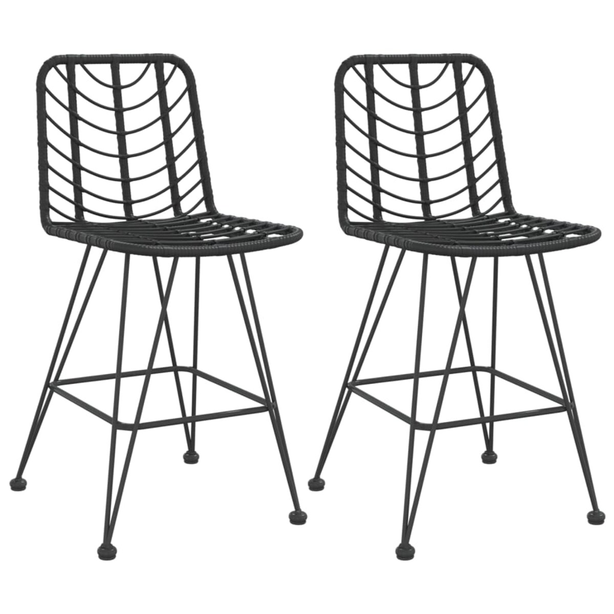 vidaXL Stołki barowe, 2 szt., czarne 45x56x103,5 cm, PE, rattan i stal