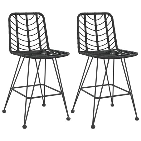 vidaXL Stołki barowe, 2 szt., czarne 45x56x103,5 cm, PE, rattan i stal