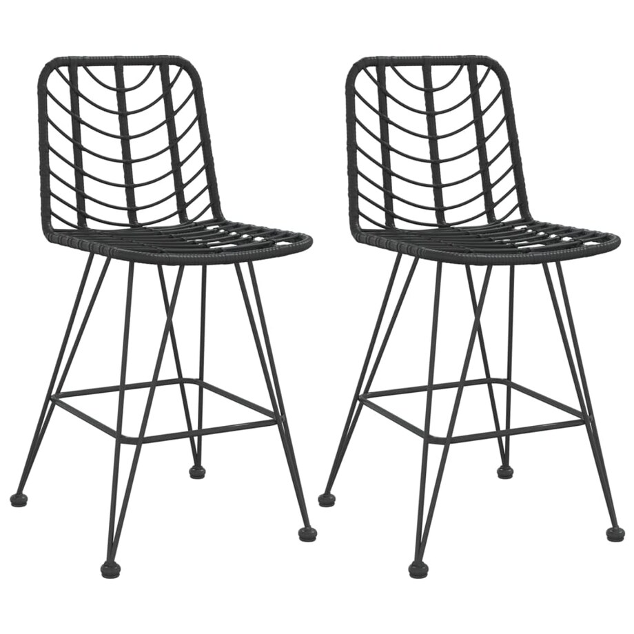 vidaXL Stołki barowe, 2 szt., czarne 45x56x103,5 cm, PE, rattan i stal