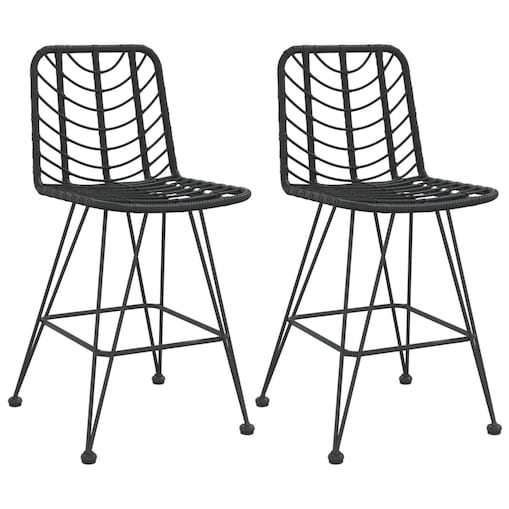 vidaXL Stołki barowe, 2 szt., czarne 45x56x103,5 cm, PE, rattan i stal