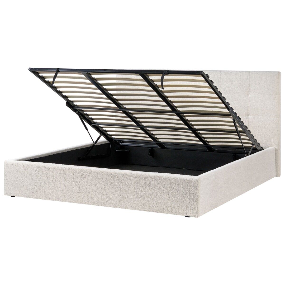 Łóżko z pojemnikiem Boucle LORIENT 180 x 200 cm Złamana biel