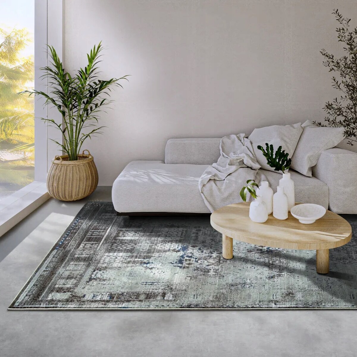 Dywan tradycyjny do salonu 155x235cm,klasyczny zielono kremowy wzór