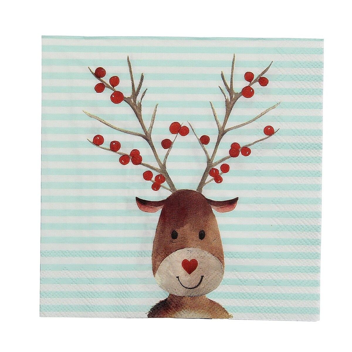 Serwetki świąteczne Reindeer Stripes 20 szt. boże narodzenie, święta, świąteczne, miętowy, 16x16x3 cm