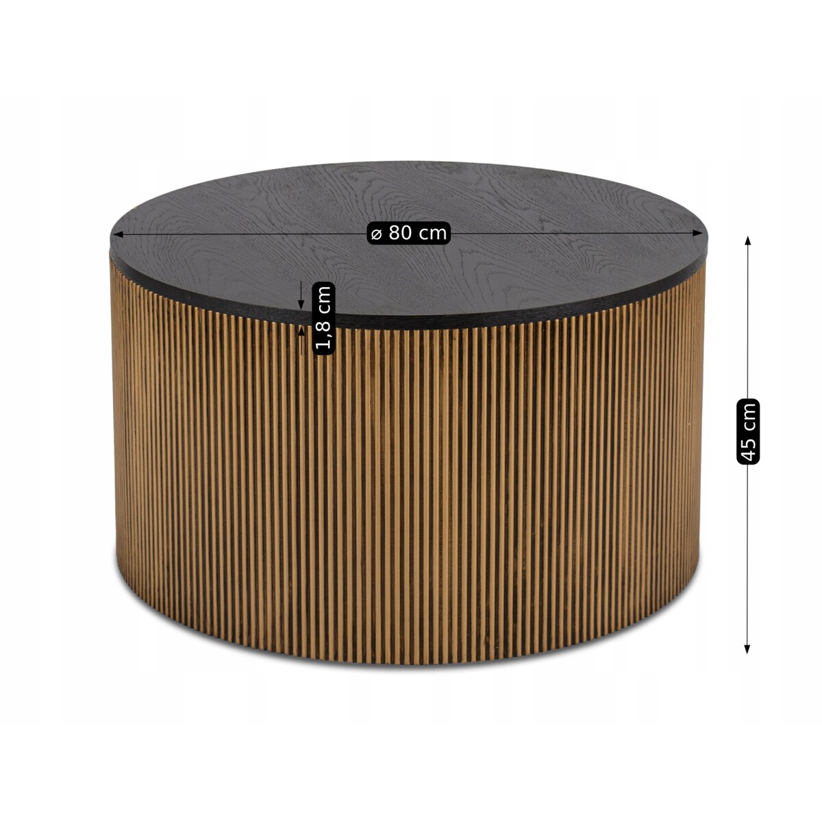 Stolik Kawowy Okrągły Duży Złoty Lamel Nowoczesny Okrągła Ława MIRACLE MAX