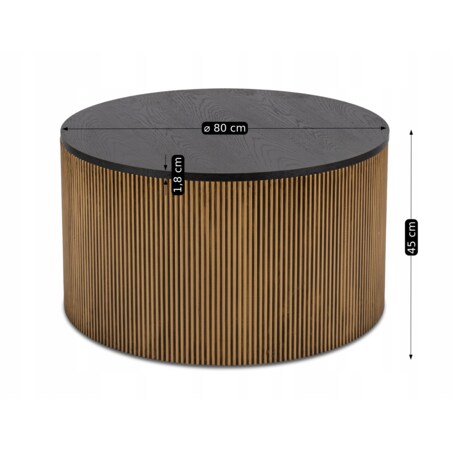 Stolik Kawowy Okrągły Duży Złoty Lamel Nowoczesny Okrągła Ława MIRACLE MAX