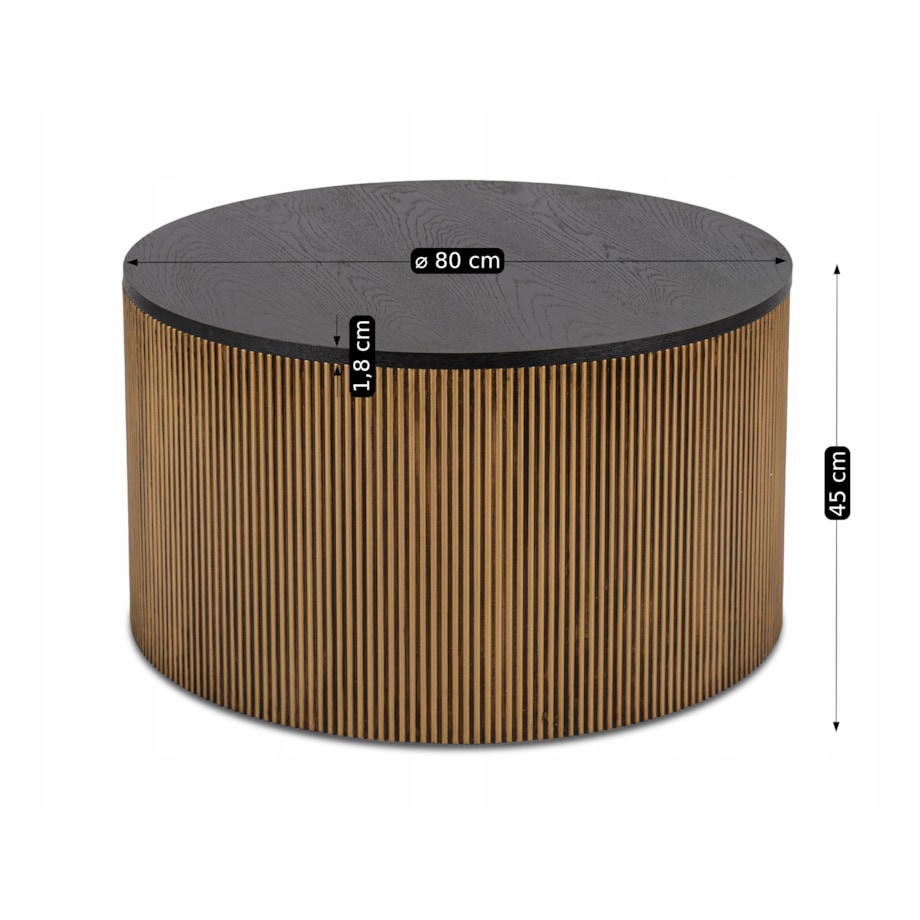 Stolik Kawowy Okrągły Duży Złoty Lamel Nowoczesny Okrągła Ława MIRACLE MAX