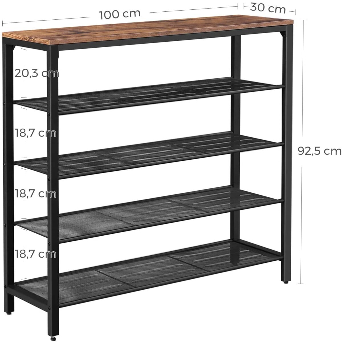 Szafka Na Buty 100X30X92,5 Cm Rustykalny Brąz, Czarny