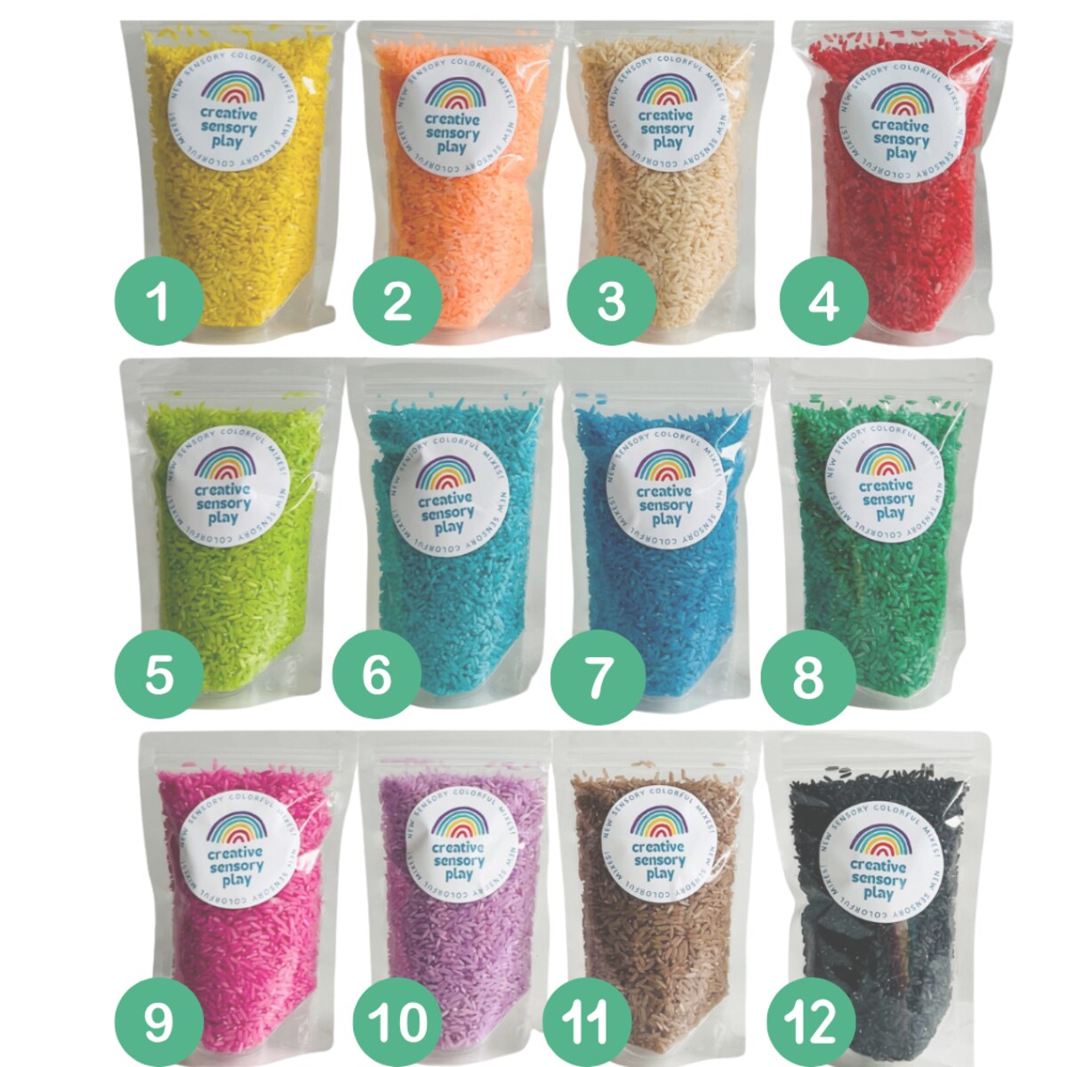 Kolorowy ryż sensoryczny 200 g MONTESSORI do wysypywania