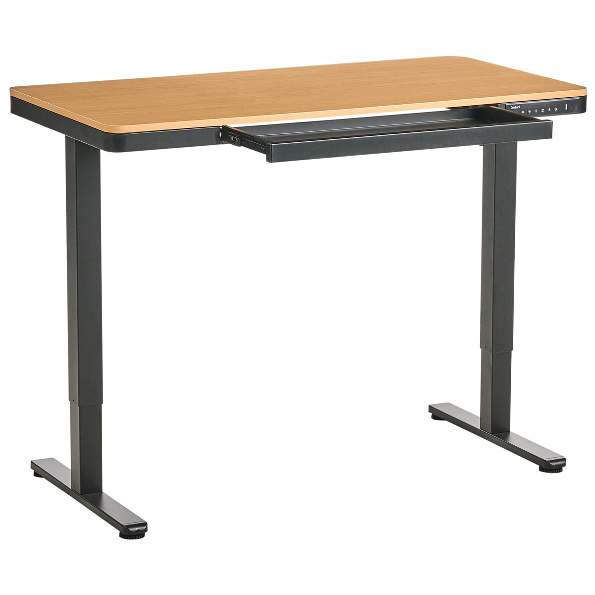 Biurko regulowane elektrycznie PENLY Czarny/ jasny brąz 120 cm 60 cm Z portem USB