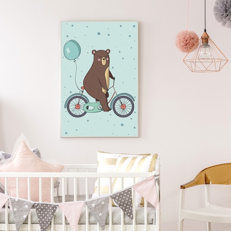 Plakat dla dzieci Miś rower 20x30