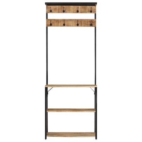 vidaXL Wieszak na kurtki z półką, 68x30x182 cm, surowe drewno mango