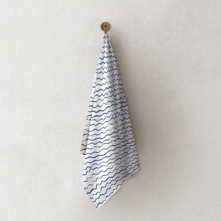Lniany ręcznik kuchenny - morskie fale
