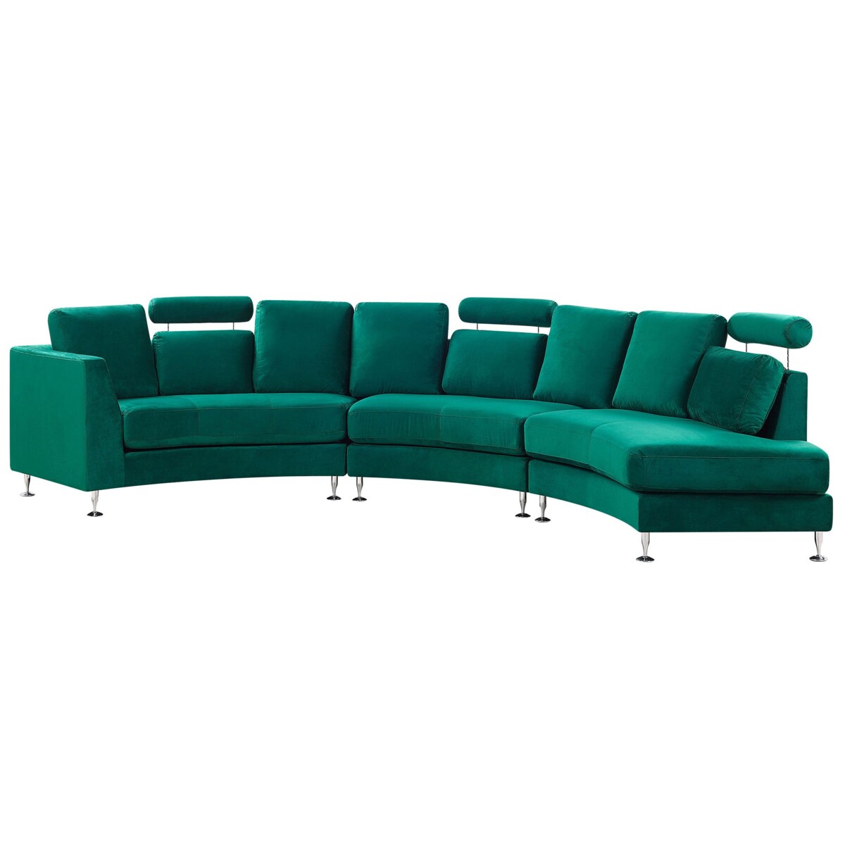 Sofa półokrągła 7-osobowa modułowa welurowa zielona ROTUNDE