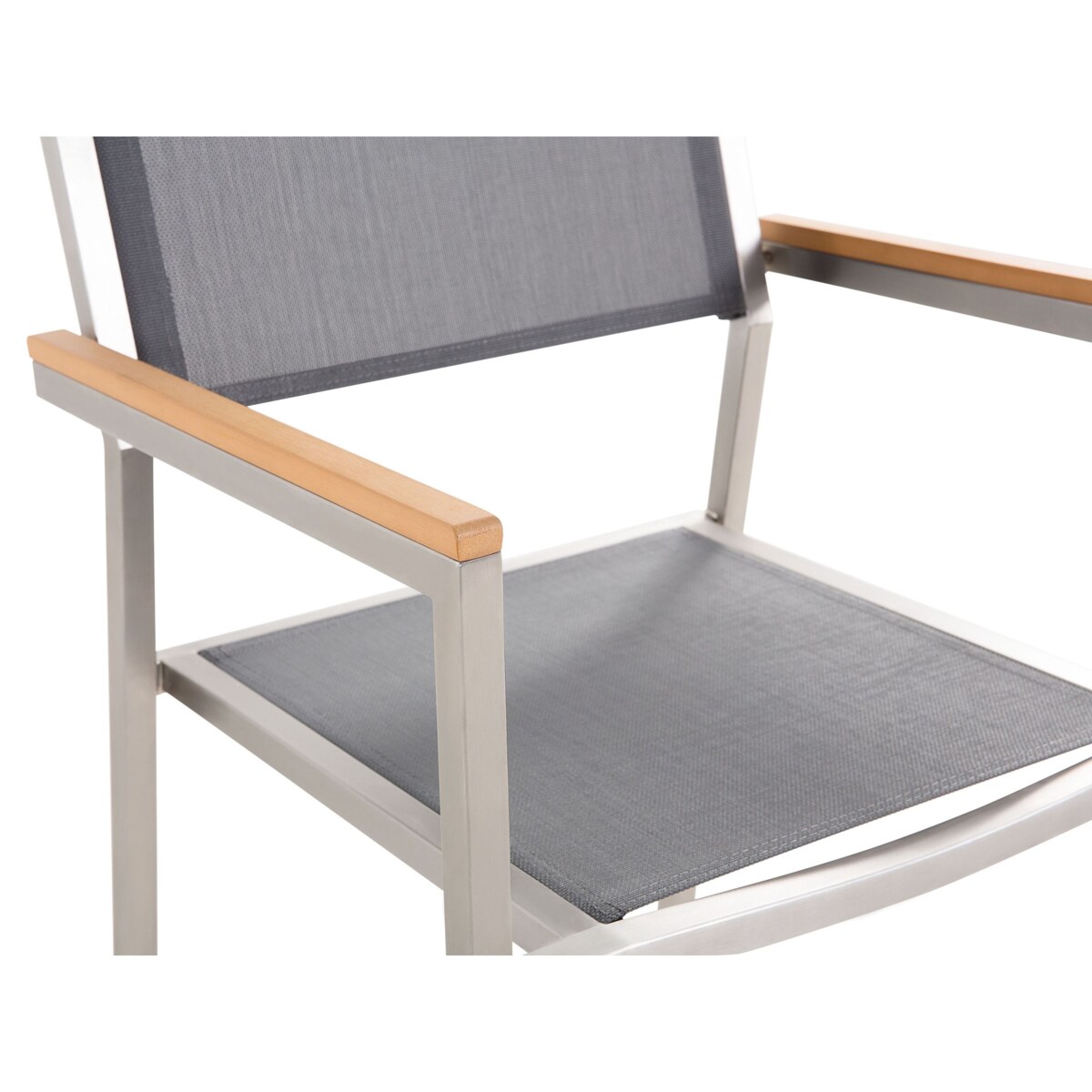 Zestaw: stół z 4 krzesłami MALETTO/GROSSETO Szkło 120x120x75 cm Srebrny