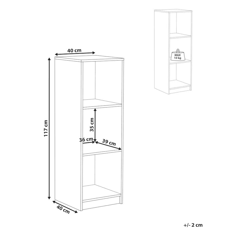 Regał na książki 3 półki ZEHNA 117 cm Jasnobrązowy
