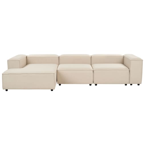 Sofa narożna prawostronna ARDAL Beżowy Tkanina dla 3 osób Prawostronny
