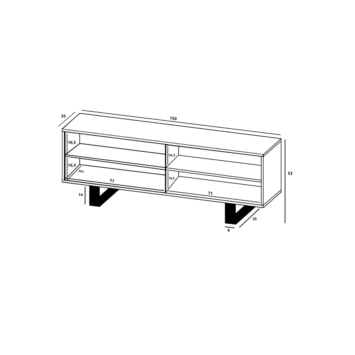 Nowoczesna Szafka RTV Loft Komoda RTV 150 cm Dąb Wotan Czarny MAT