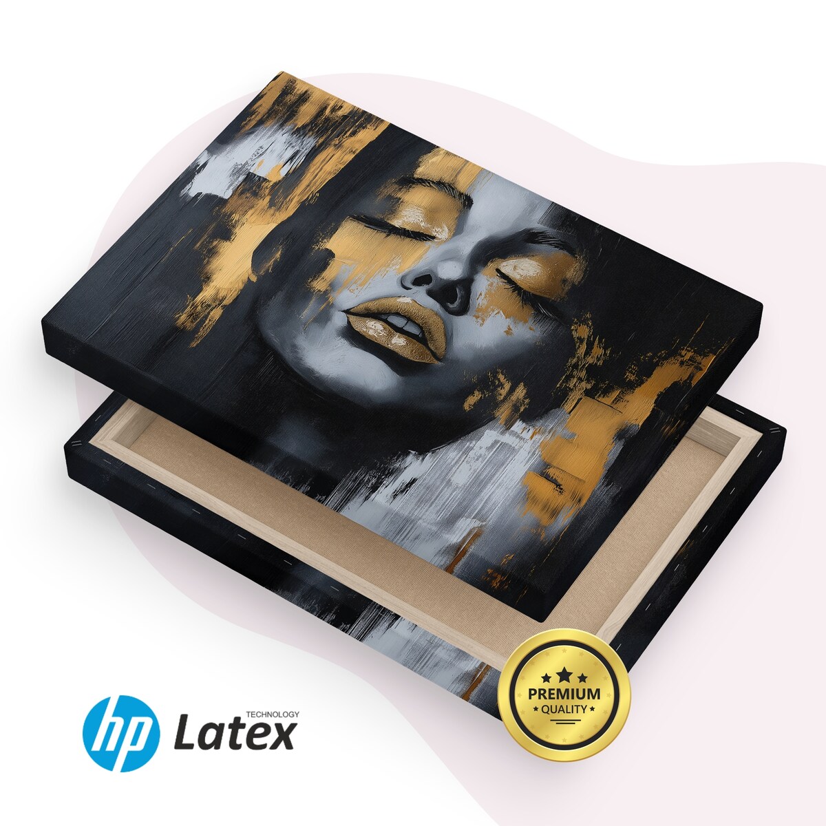 OBRAZ DO SYPIALNI ABSTRAKCYJNY KOBIECY PORTRET W STYLU GLAMOUR 90x60cm