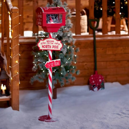 Skrzynka na listy świąteczna LED, czerwona, 120 cm