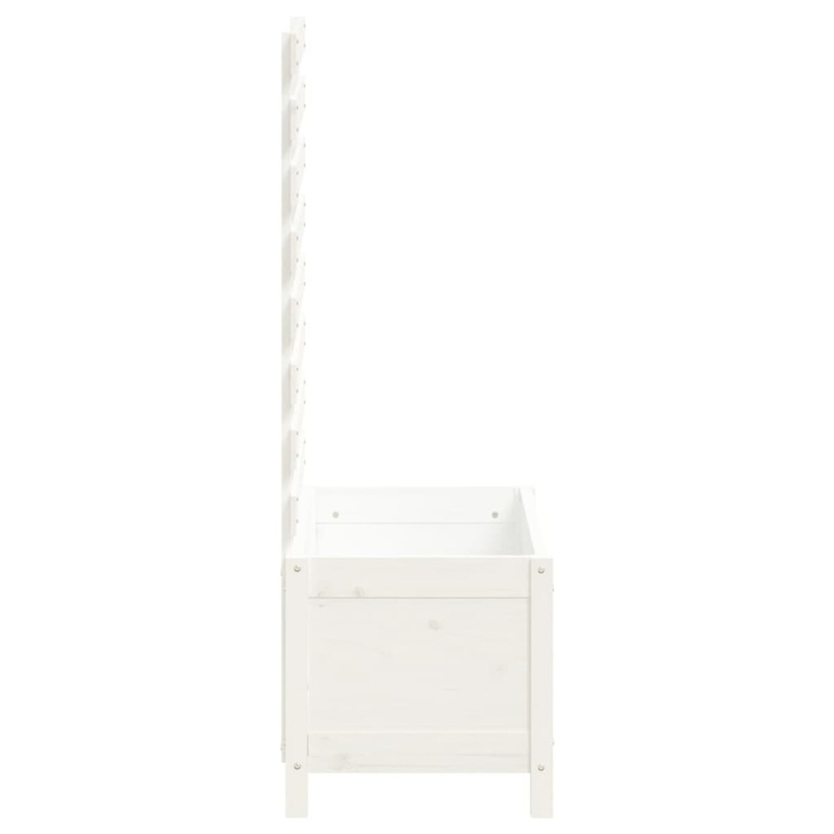 vidaXL Donica ogrodowa z trejażem, biała, 79x39,5x114 cm, lita sosna