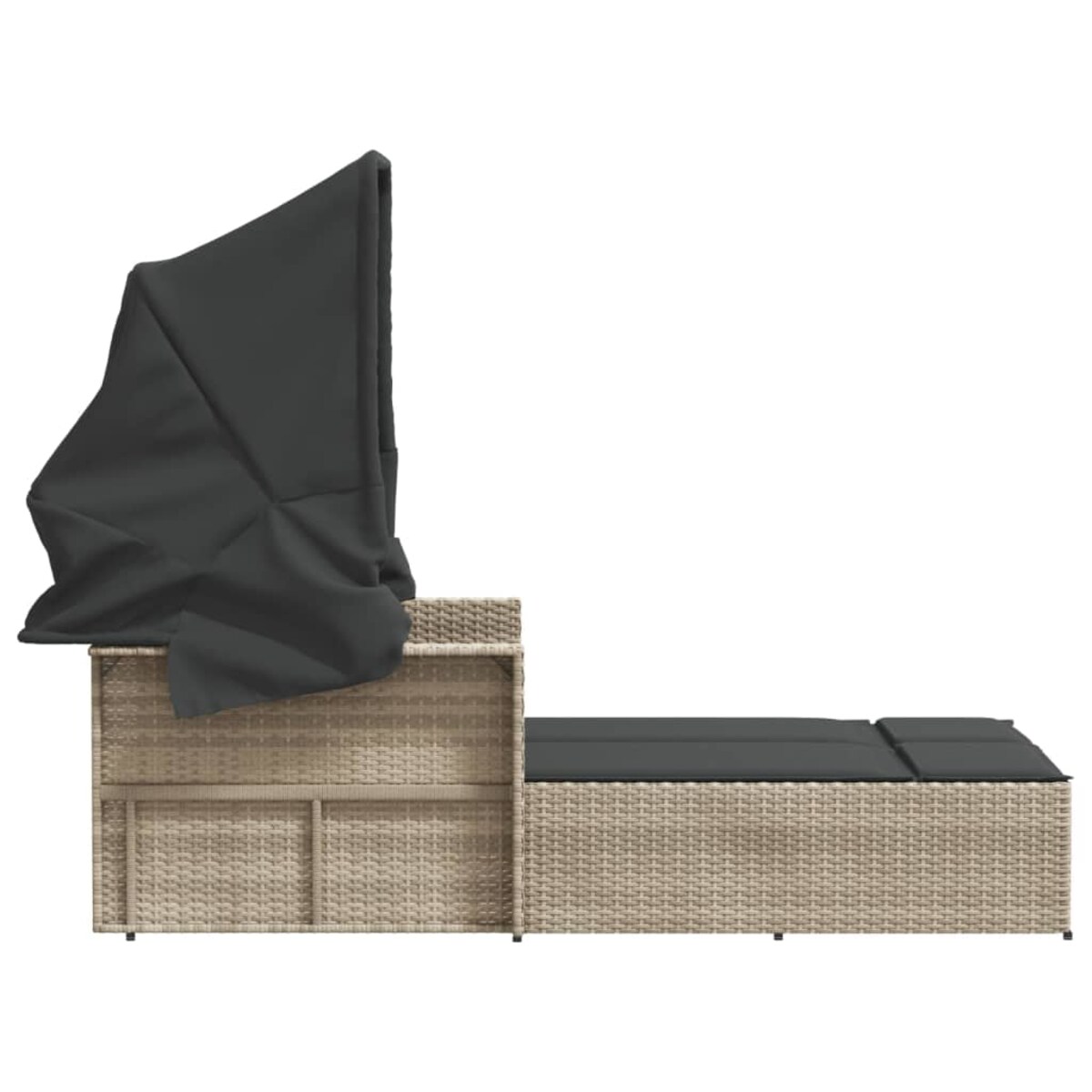 vidaXL Podwójna leżanka z zadaszeniem i poduszkami, jasnoszara