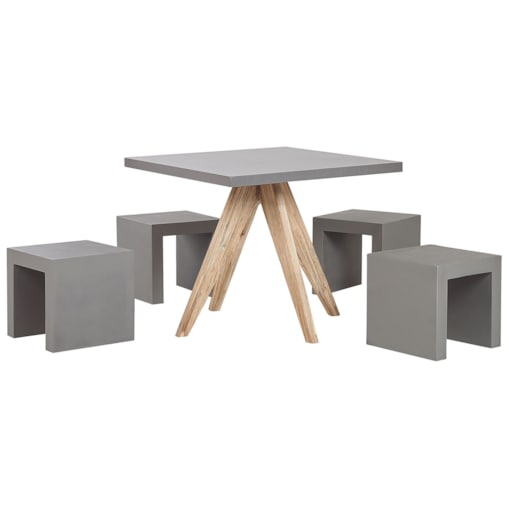 Zestaw ogrodowy ze stołkami dla 4 osób OLBIA/TARANTO Beton Szary