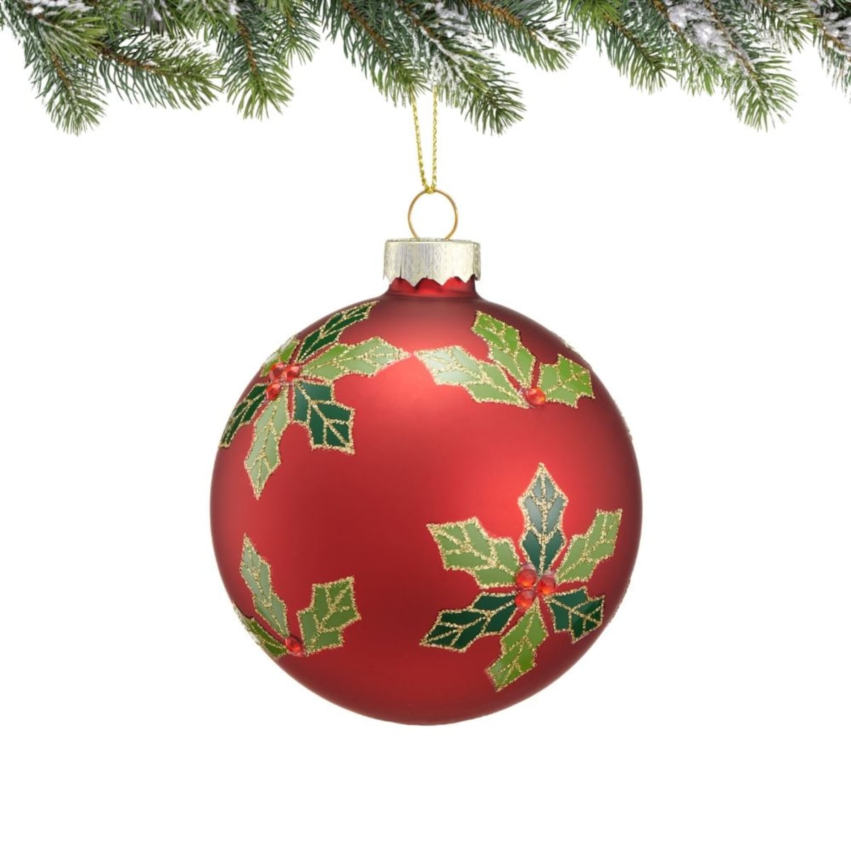 VILLA ITALIA Bombka czerwona dekorowana OSTROKRZEW 7,5 cm