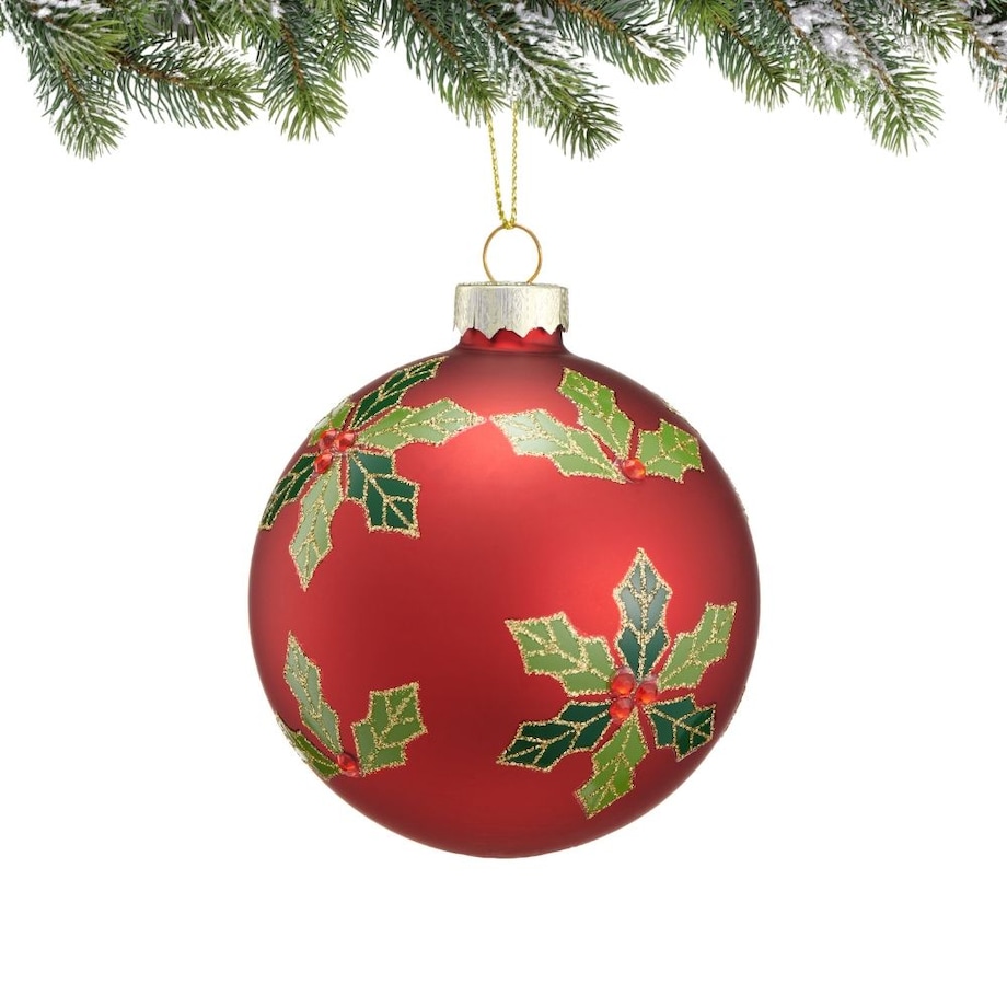 VILLA ITALIA Bombka czerwona dekorowana OSTROKRZEW 7,5 cm