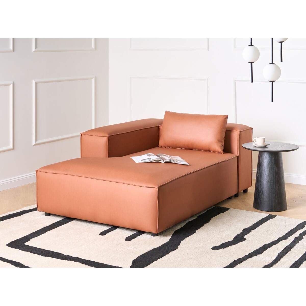 Szezlong prawostronny BRANDE Ekoskóra Złoty brąz