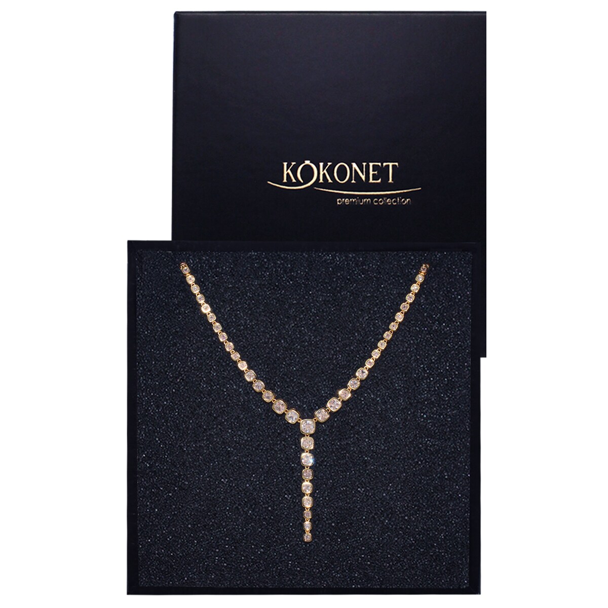 Elegancka kolia złota PREMIUM wysadzana cyrkoniami BOGATA ozdobna ślubna